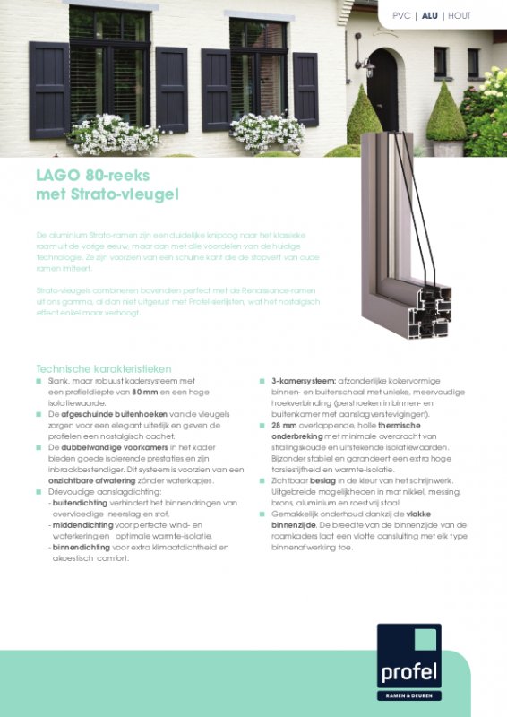Profel aluminium Lago 80 reeks Strato vleugel folder