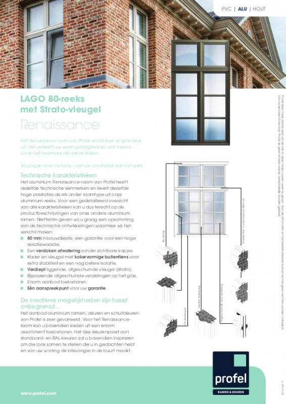 Profel aluminium Lago 80 reeks Strato vleugel renaissance folder